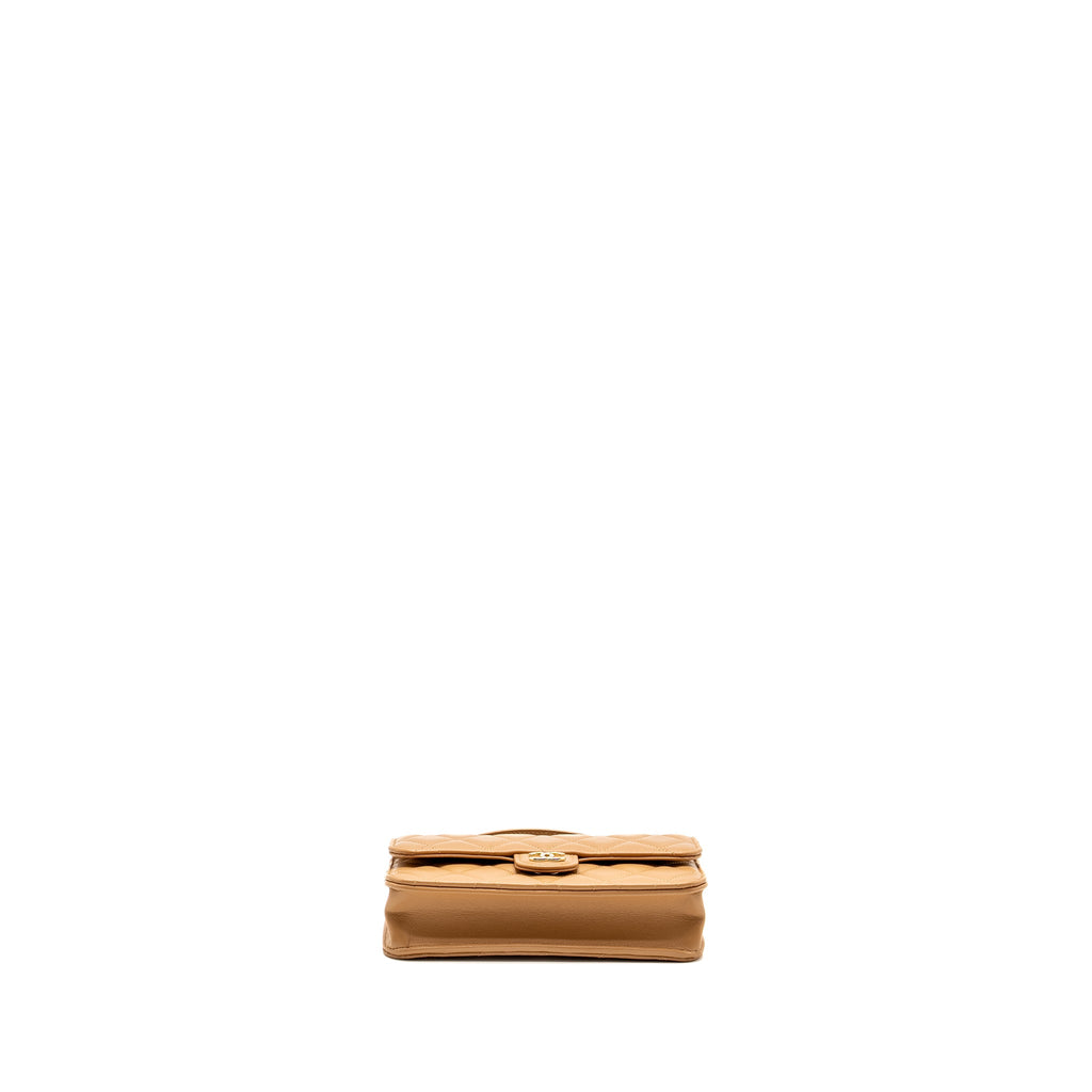 CHANEL TOP HANDLE MINI FLAP BAG LAMBSKIN CARAMEL LGHW (MICROCHIP)