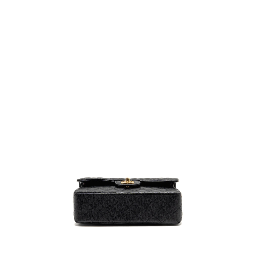 CHANEL SMALL CLASSIC DOUBLE FLAP BAG CAVIAR BLACK GHW (MICROCHIP)