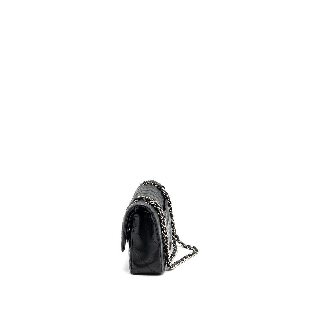 CHANEL MEDIUM CLASSIC DOUBLE FLAP BAG LAMBSKIN BLACK SHW