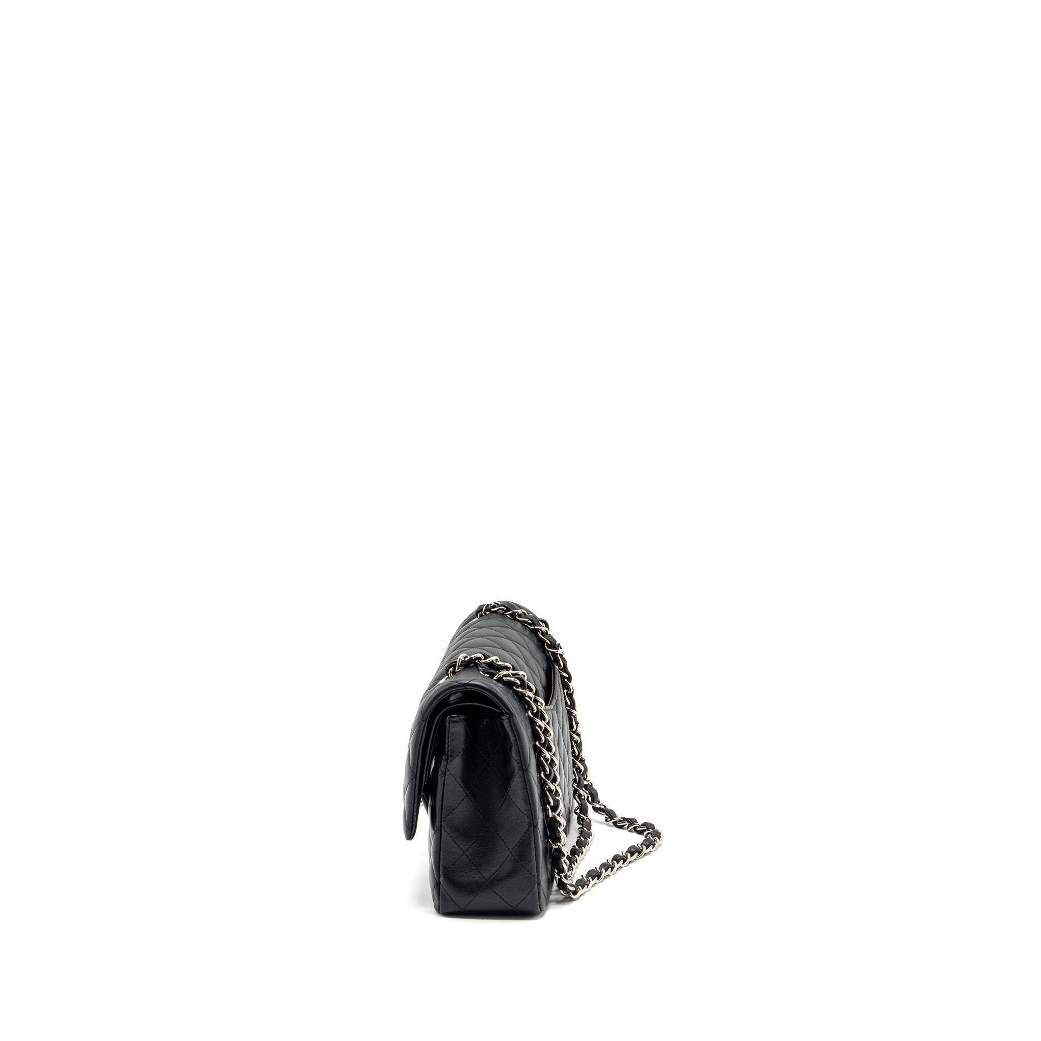 CHANEL MEDIUM CLASSIC DOUBLE FLAP BAG LAMBSKIN BLACK SHW
