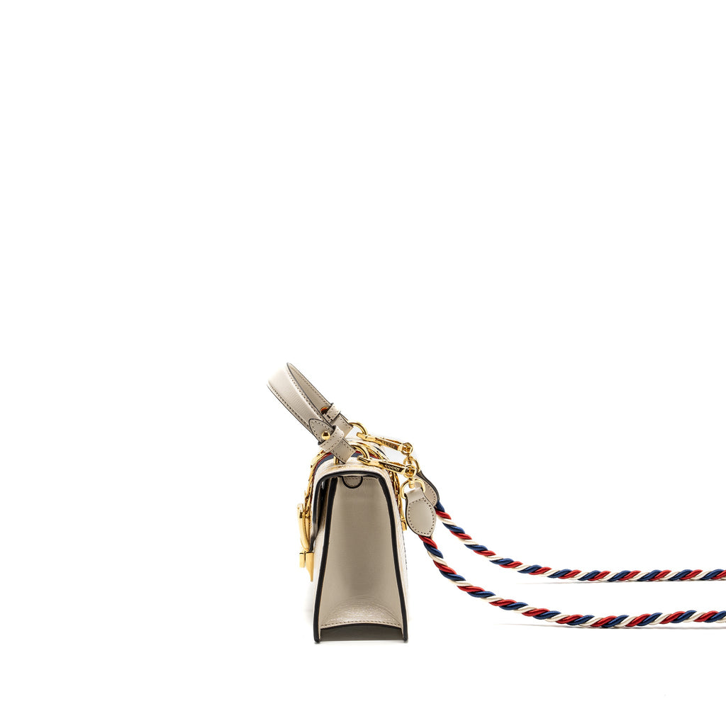 GUCCI SYLVIE TOP HANDLE BAG LIMITED EDITION LEATHER WHITE GHW
