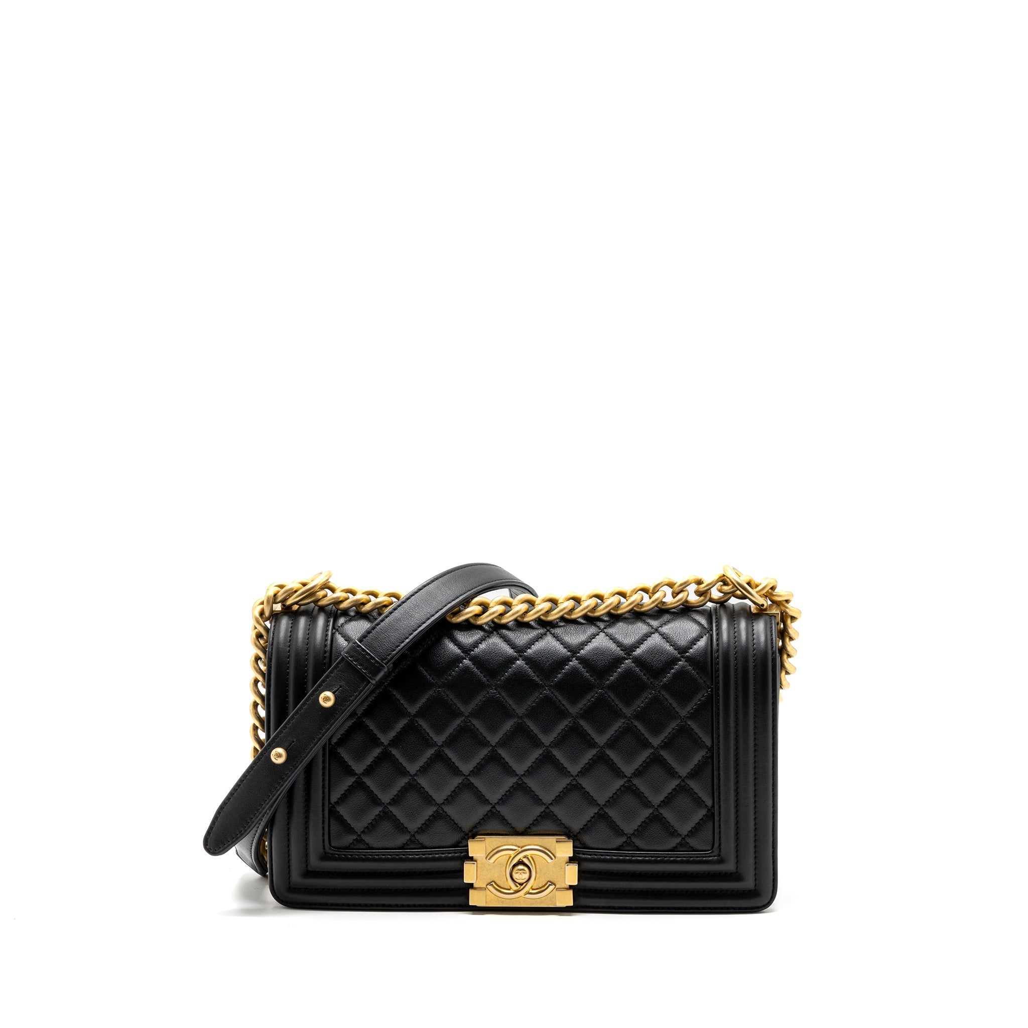 CHANEL MEDIUM BOY BAG CALFSKIN BLACK GHW