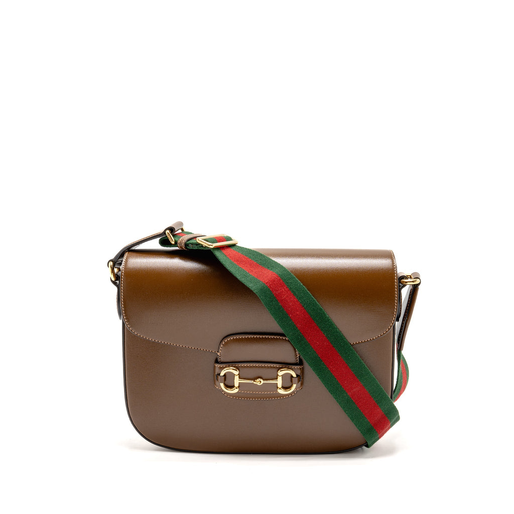 GUCCI HORSEBIT 1955 LARGE SHOULDER BAG LEATHER BROWN GHW