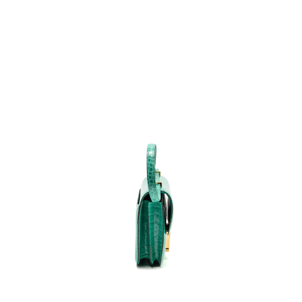 HERMES MINI CONSTANCE SHINY ALLIGATOR MISSISSIPPIENSIS VERT JADE GHW