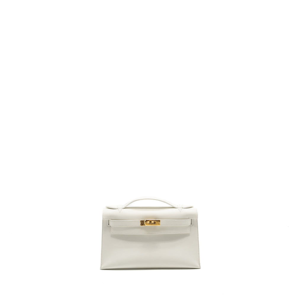 HERMES KELLY POCHETTE SWIFT 01 BLANC GHW