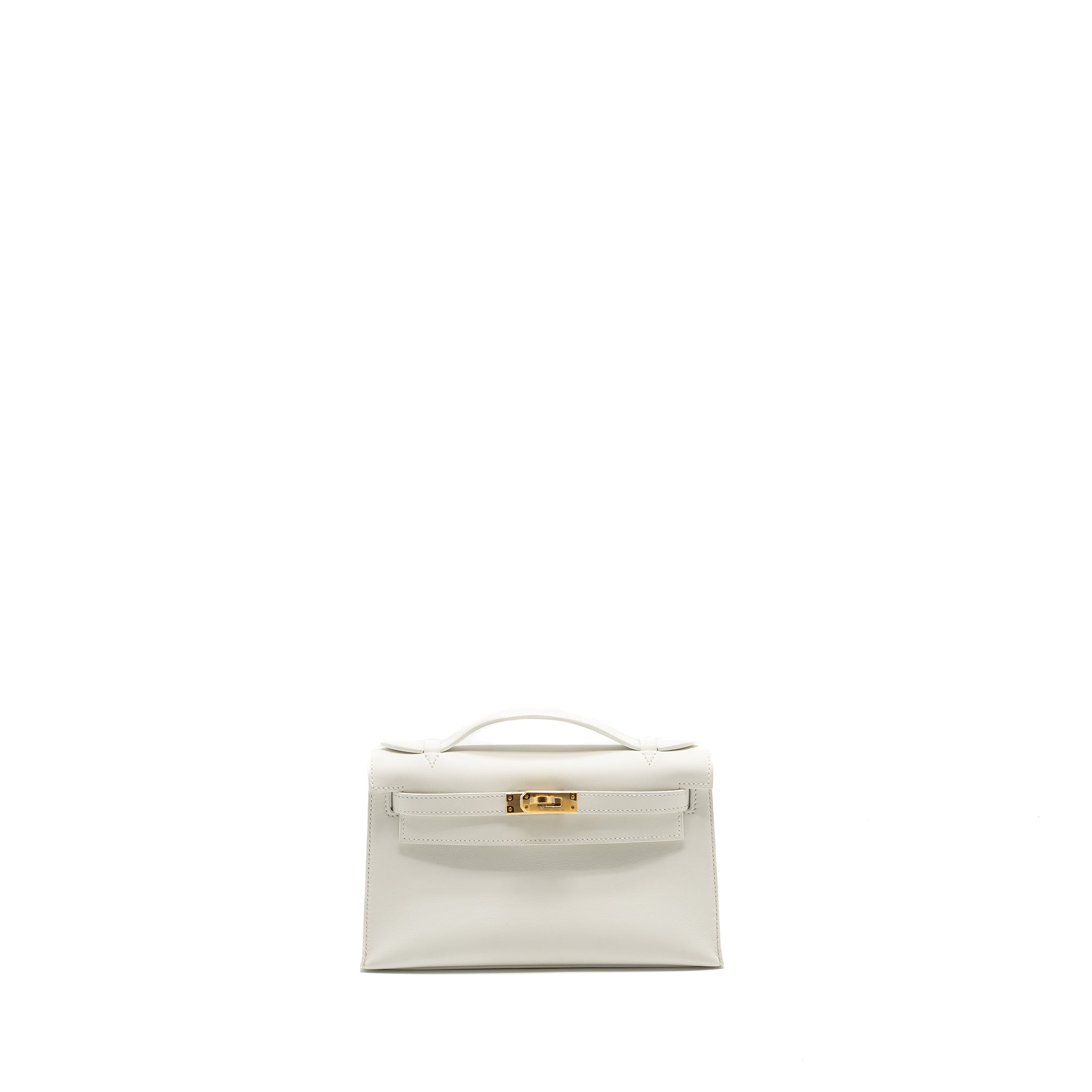 HERMES KELLY POCHETTE SWIFT 01 BLANC GHW
