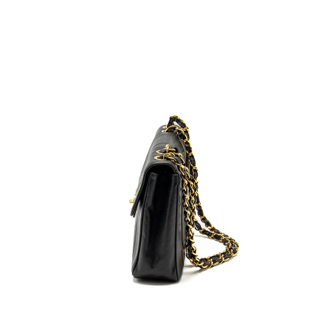 CHANEL VINTAGE QUILTED FLAP BAG CAVIAR BLACK GHW