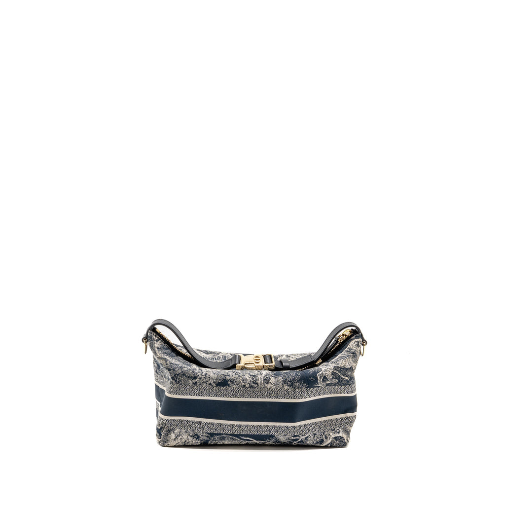 DIOR MEDIUM DIORTRAVEL NOMAD POUCH TOILE DE JOUY REVERSE TECHNICAL FABRIC BLUE LGHW