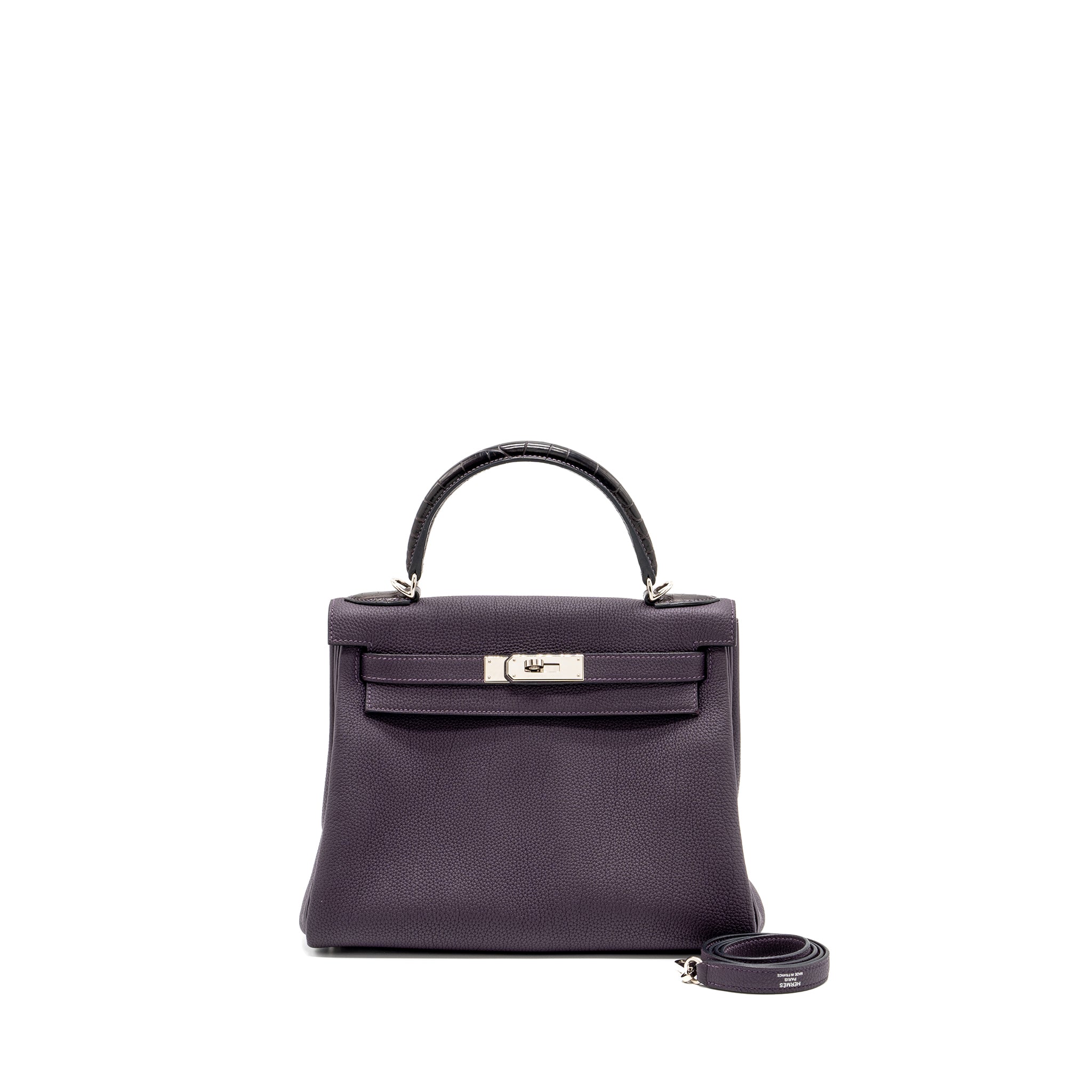 HERMES KELLY 28 ALLIGATOR/TOGO 59 RAISIN SHW