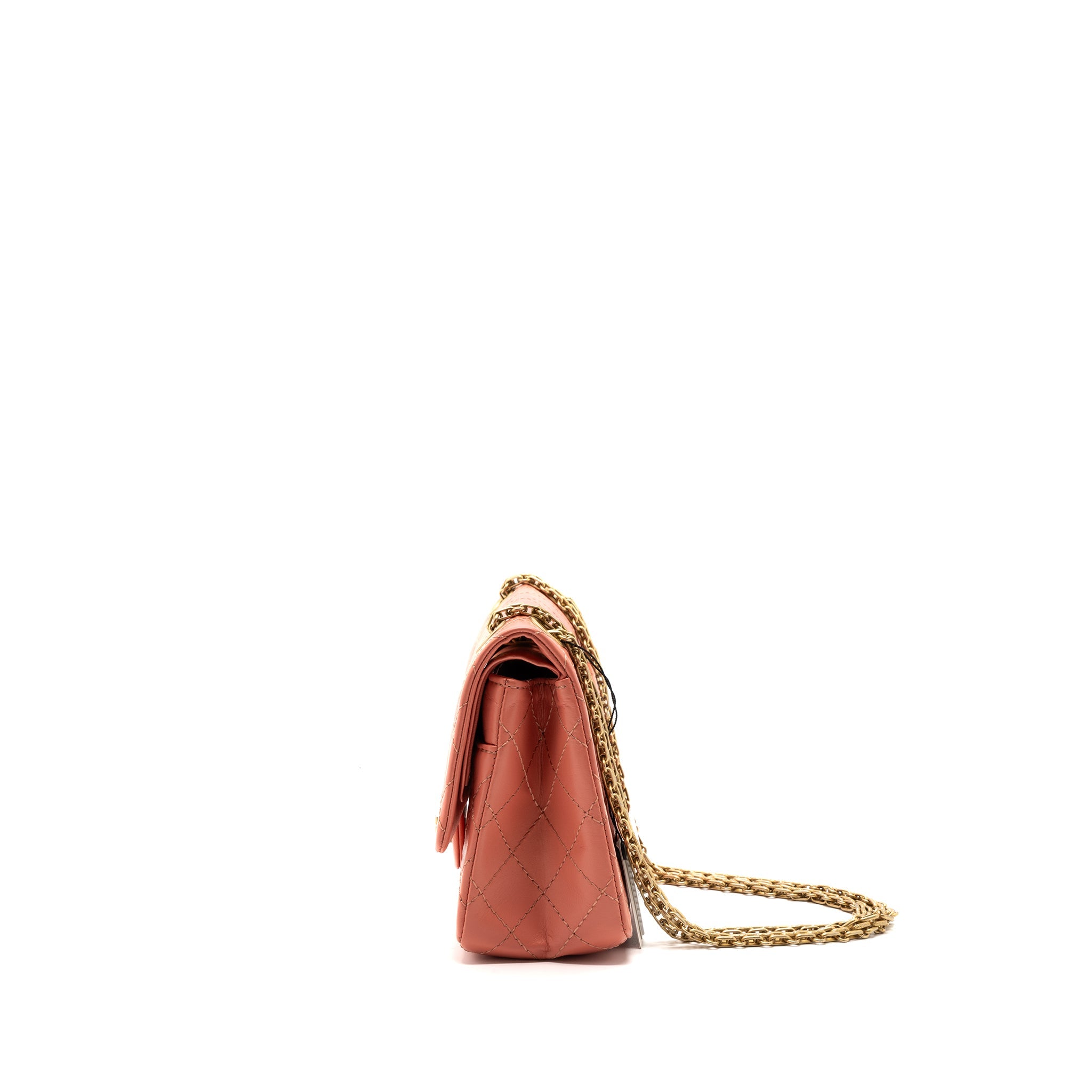 CHANEL SMALL 2.55 REISSUE FLAP BAG AGED CALFSKIN LIGHT PINK GHW