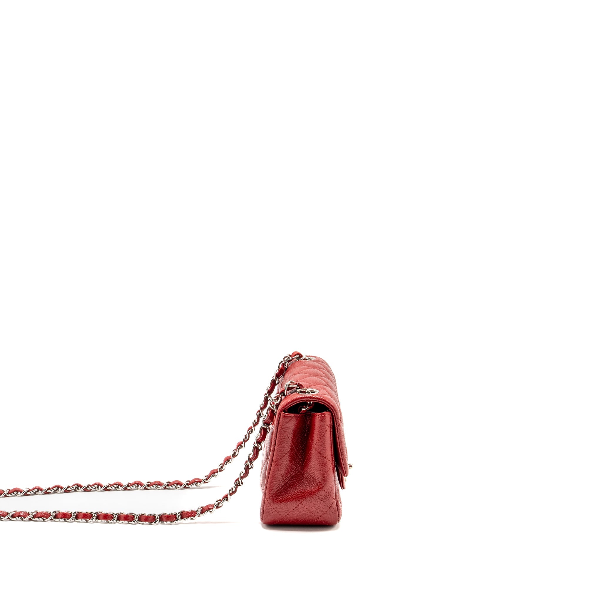 CHANEL MINI SQUARE FLAP BAG CAVIAR RED SHW