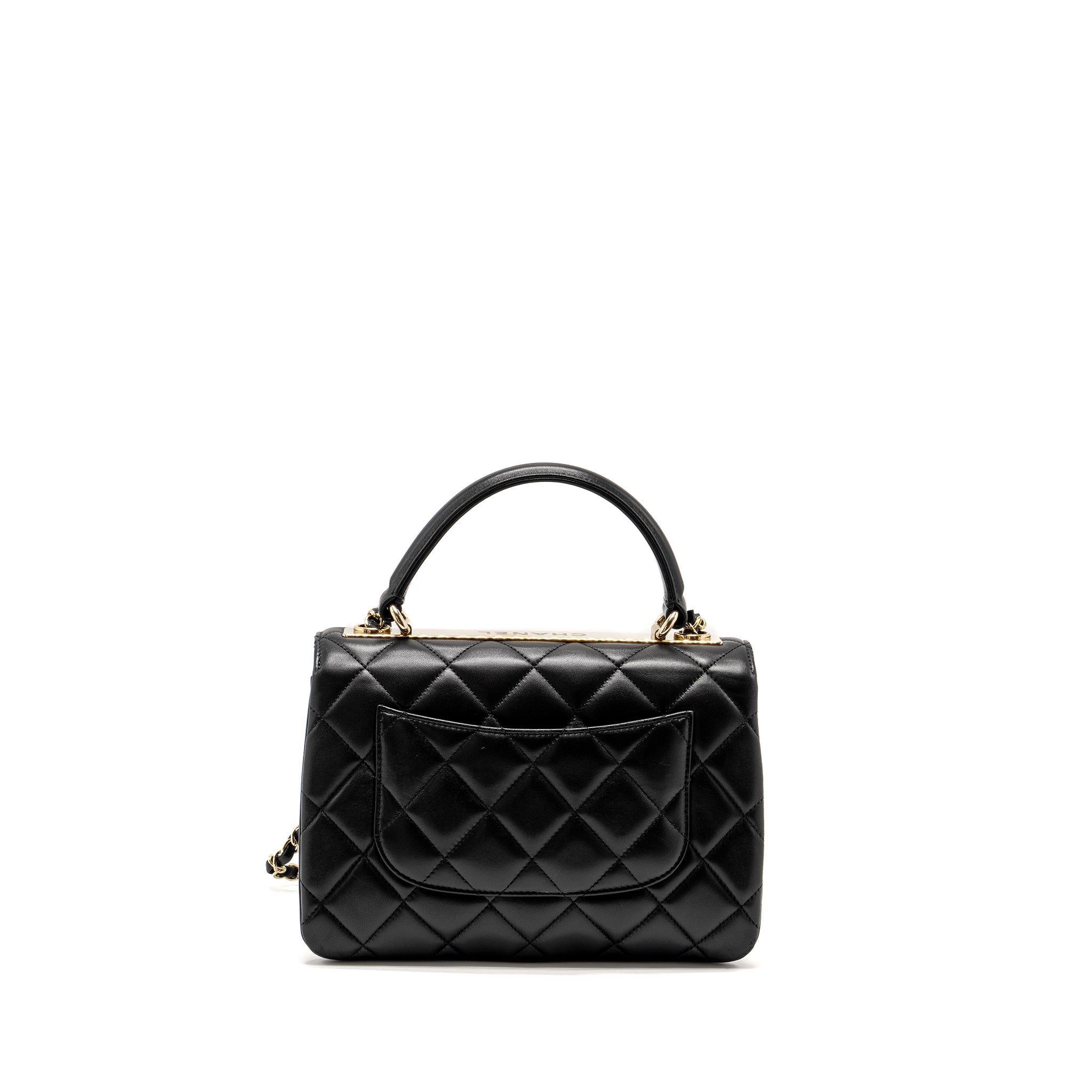 CHANEL TOP HANDLE TRENDY CC FLAP BAG LAMBSKIN BLACK LGHW