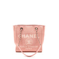 CHANEL DEAUVILLE PM TOTE BAG CANVAS PINK SHW (MICROCHIP)