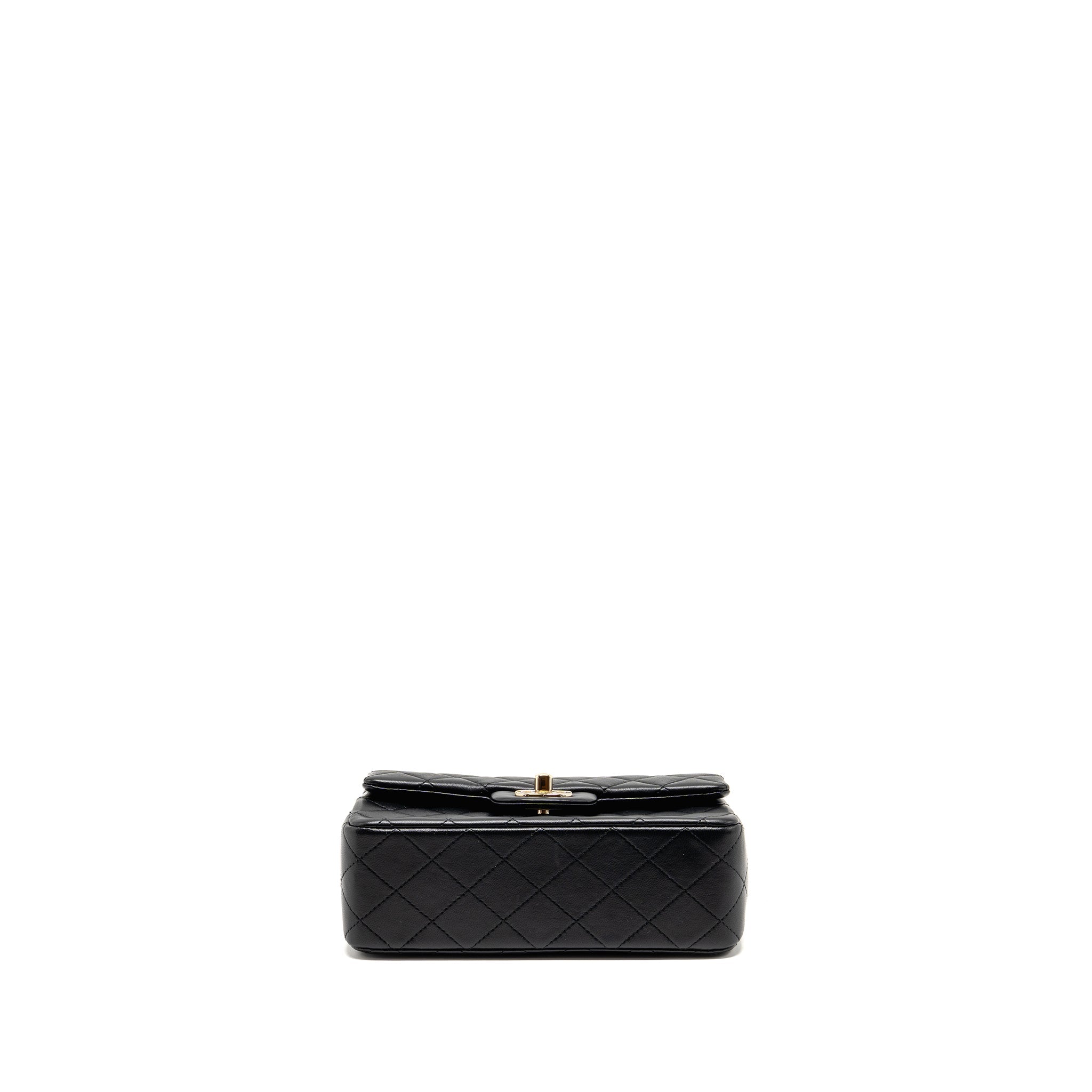CHANEL TOP HANDLE MINI RECTANGULAR FLAP BAG LAMBSKIN BLACK LGHW (MICROCHIP)