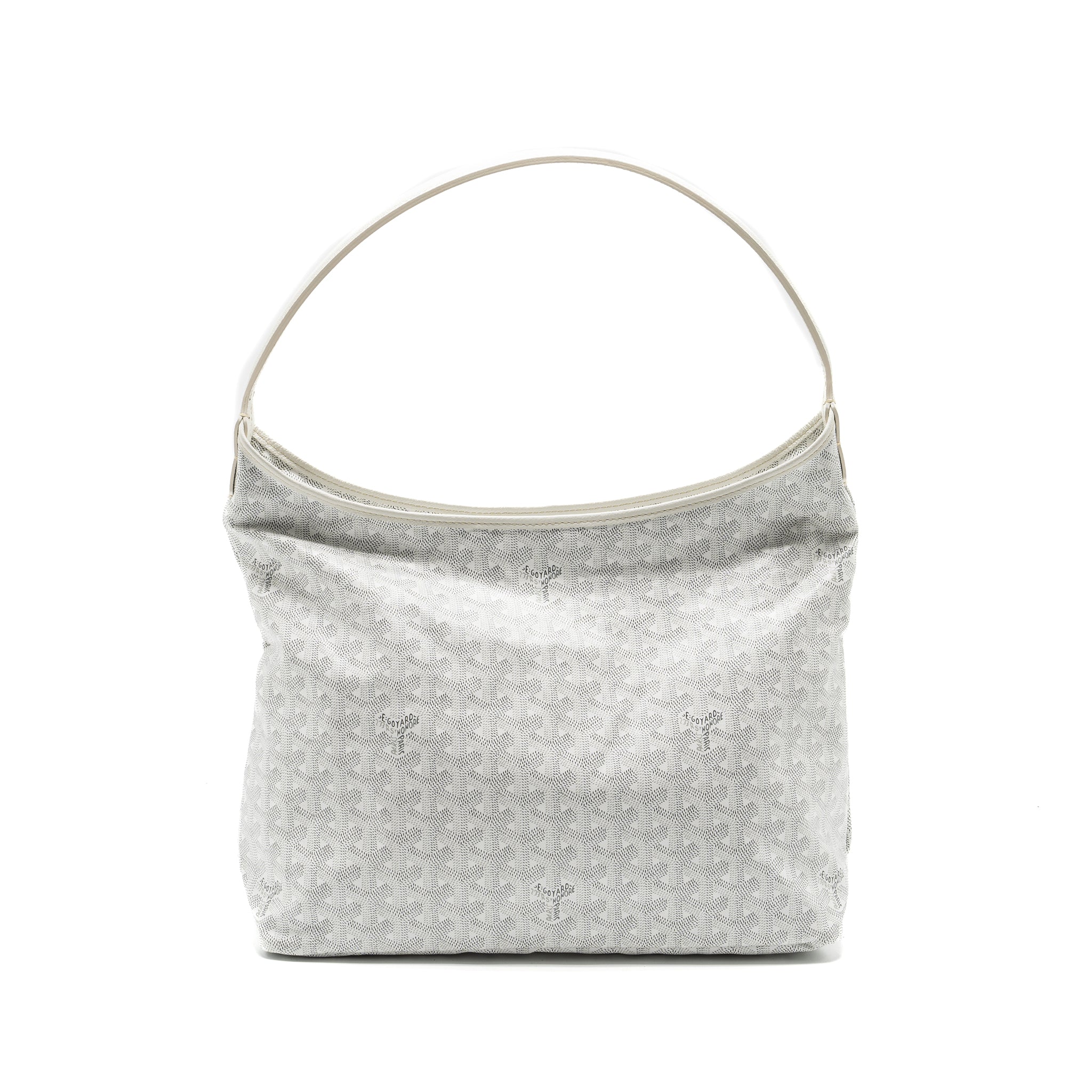 GOYARD BOHEME HOBO BAG GOYARDLINE CANVAS/CALFSKIN WHITE SHW