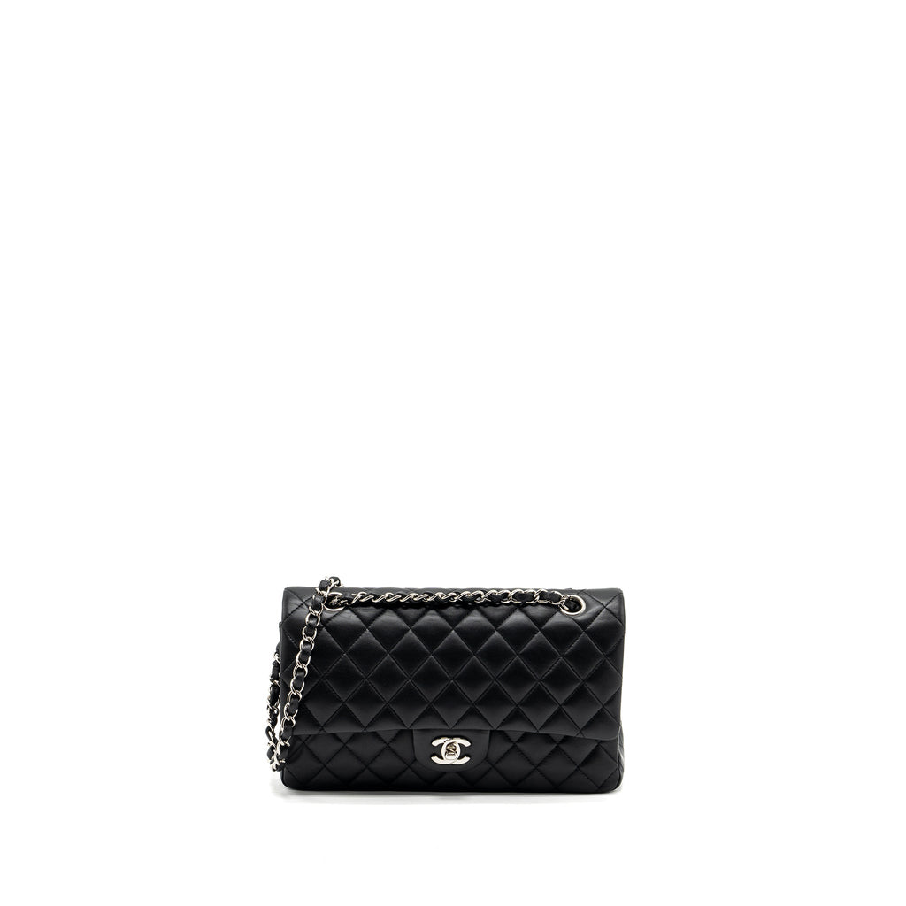 CHANEL MEDIUM CLASSIC DOUBLE FLAP BAG LAMBSKIN BLACK SHW