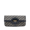 DIOR FOLDER CLUTCH OBLIQUE CANVAS/CALFSKIN BLUE GHW