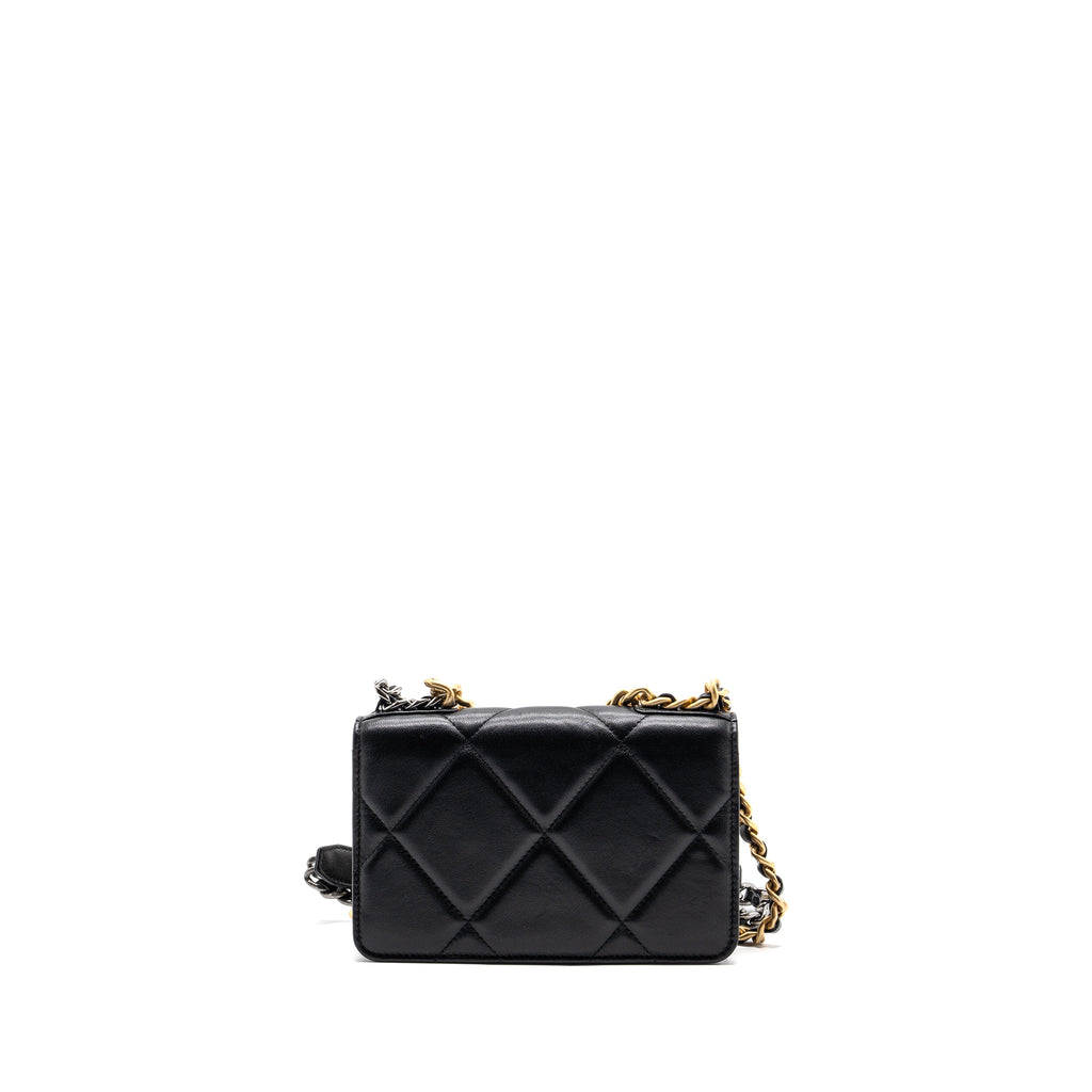 CHANEL 19 WALLET ON CHAIN LAMBSKIN BLACK MULTICOLOUR HARDWARE (MICROCHIP)