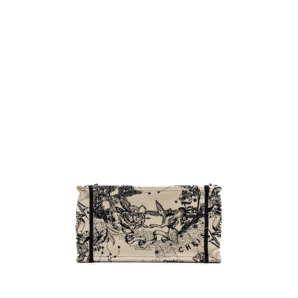 DIOR SMALL BOOK TOTE LATTE/BLACK TOILE DE JOUY ZODIAC EMBROIDERY