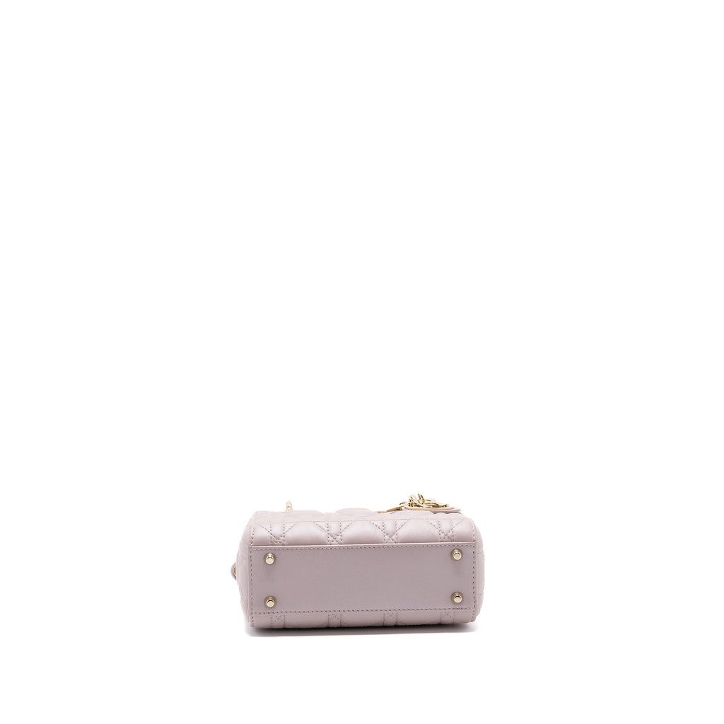 DIOR MINI LADY DIOR LAMBSKIN LIGHT PINK LGHW