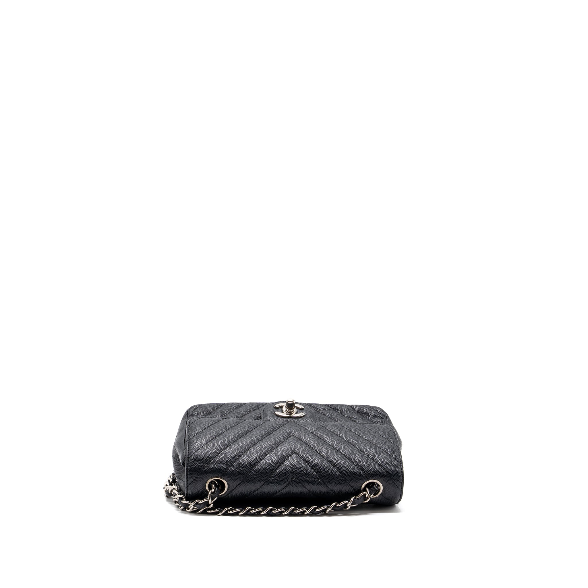 CHANEL MINI RECTANGULAR FLAP BAG CHEVRON CAVIAR BLACK SHW