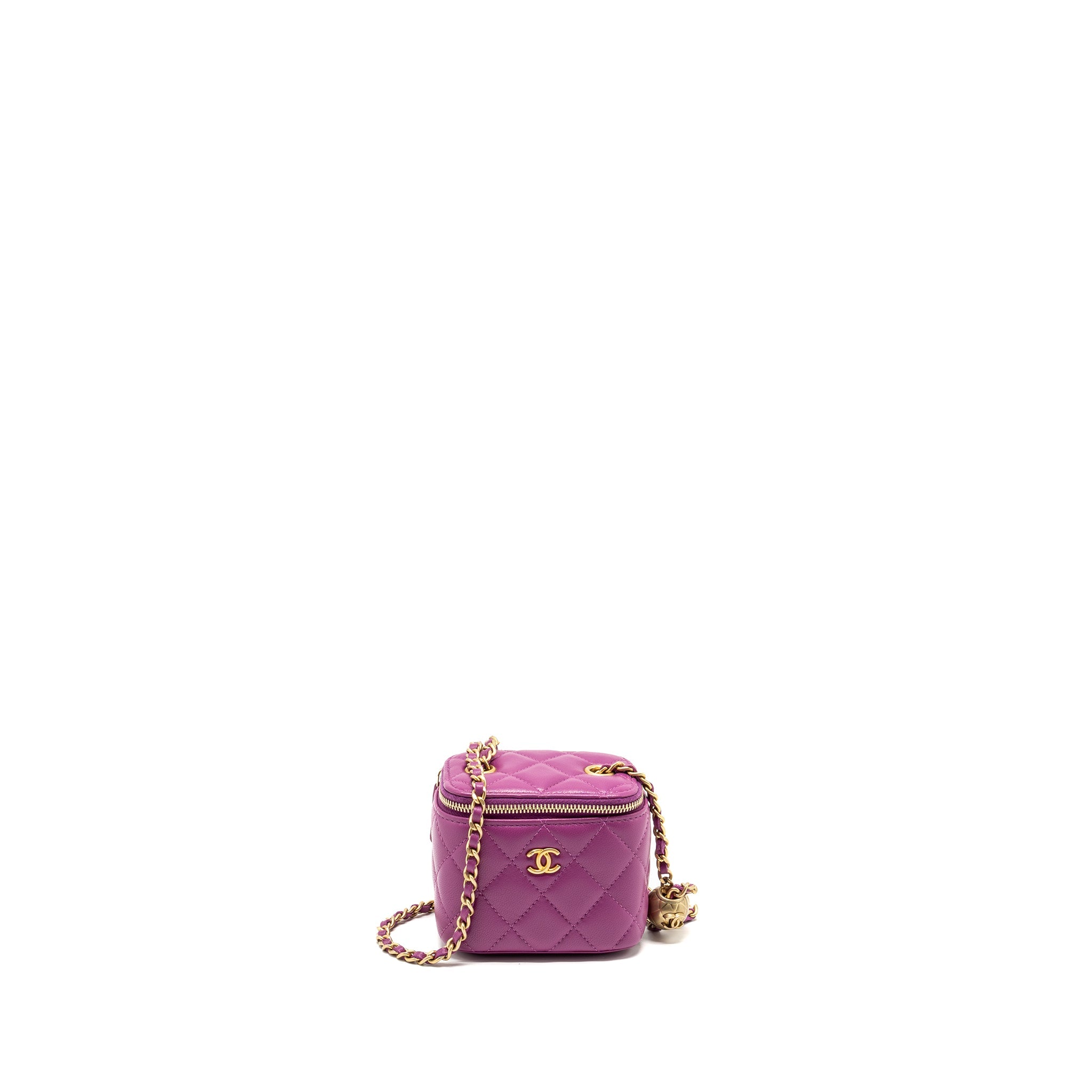 CHANEL PEARL CRUSH MINI VANITY WITH CHAIN LAMBSKIN PURPLE GHW