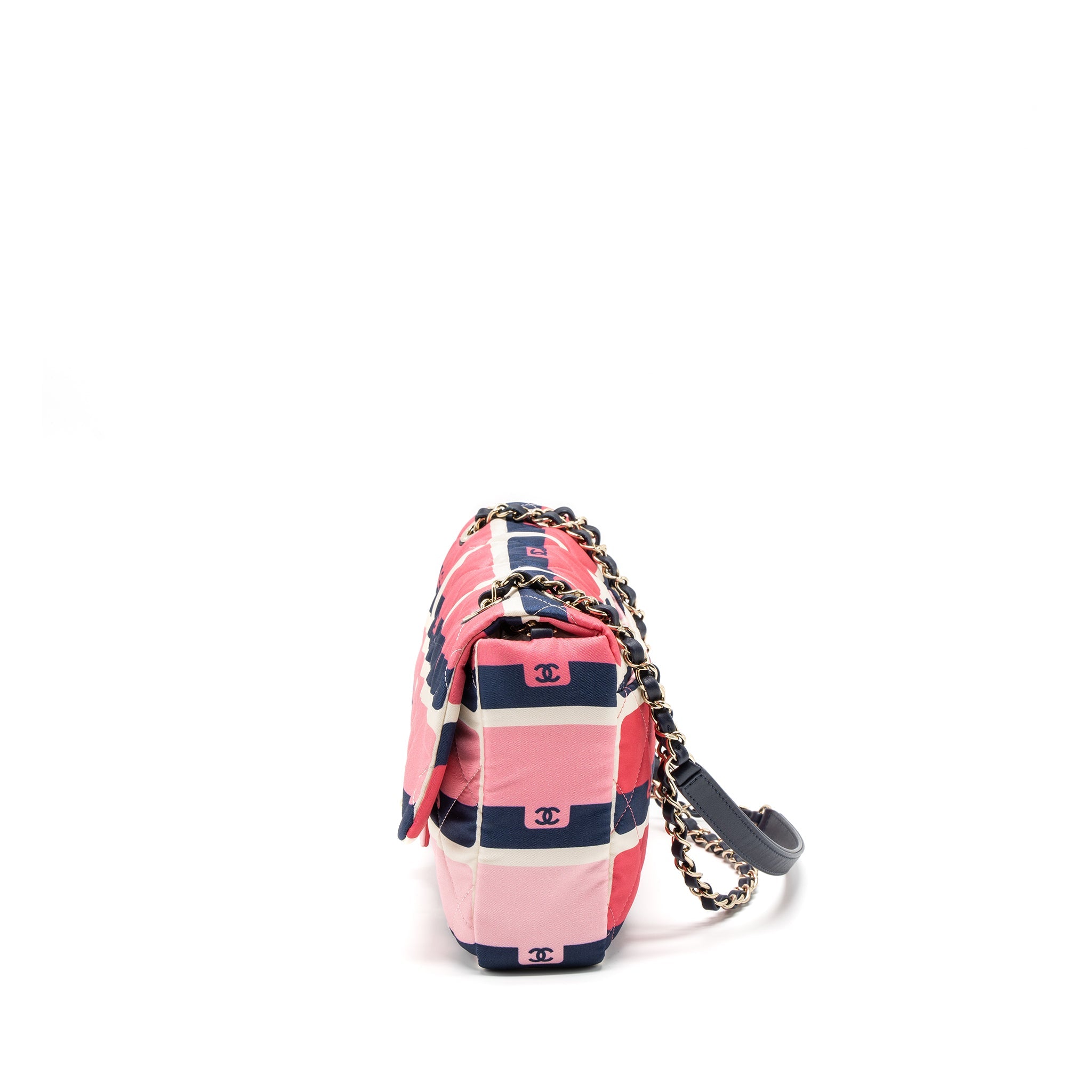 CHANEL CC LOGO PRINTED FLAP BAG FABRIC MULTICOLOUR LGHW (MICROCHIP)