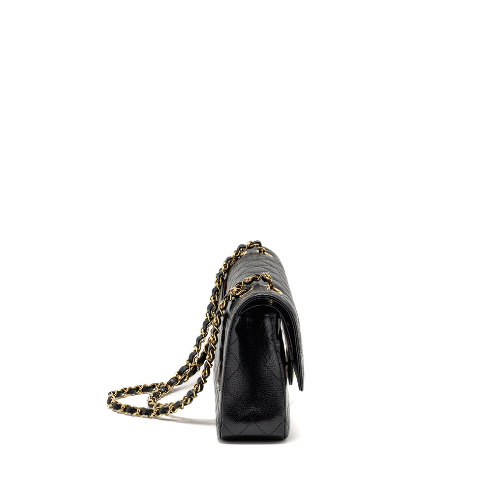 CHANEL MEDIUM CLASSIC DOUBLE FLAP BAG CAVIAR BLACK GHW (MICROCHIP)