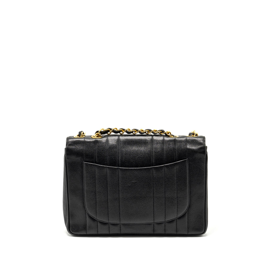 CHANEL VINTAGE QUILTED FLAP BAG CAVIAR BLACK GHW