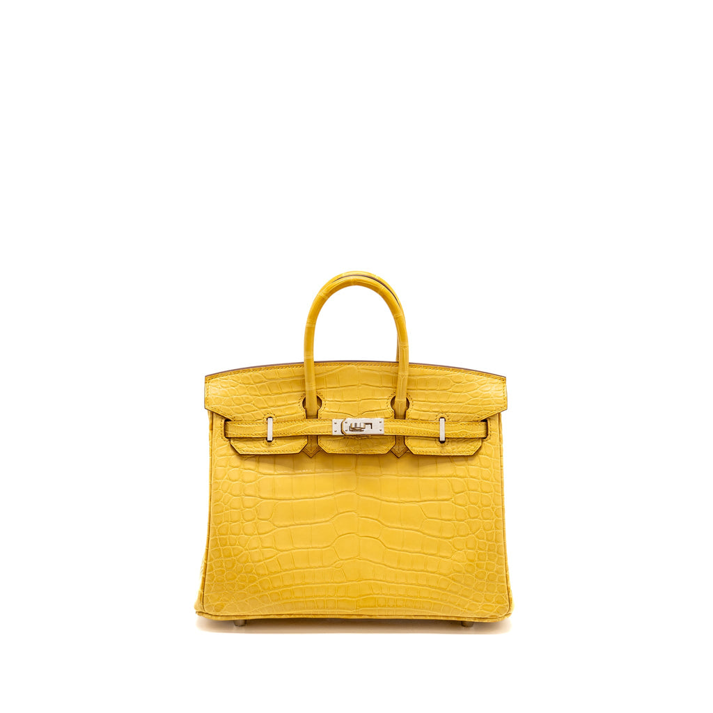HERMES BIRKIN 25 ALLIGATOR MISSISSIPPIENSIS MAT 9D JAUNE AMBRE SHW
