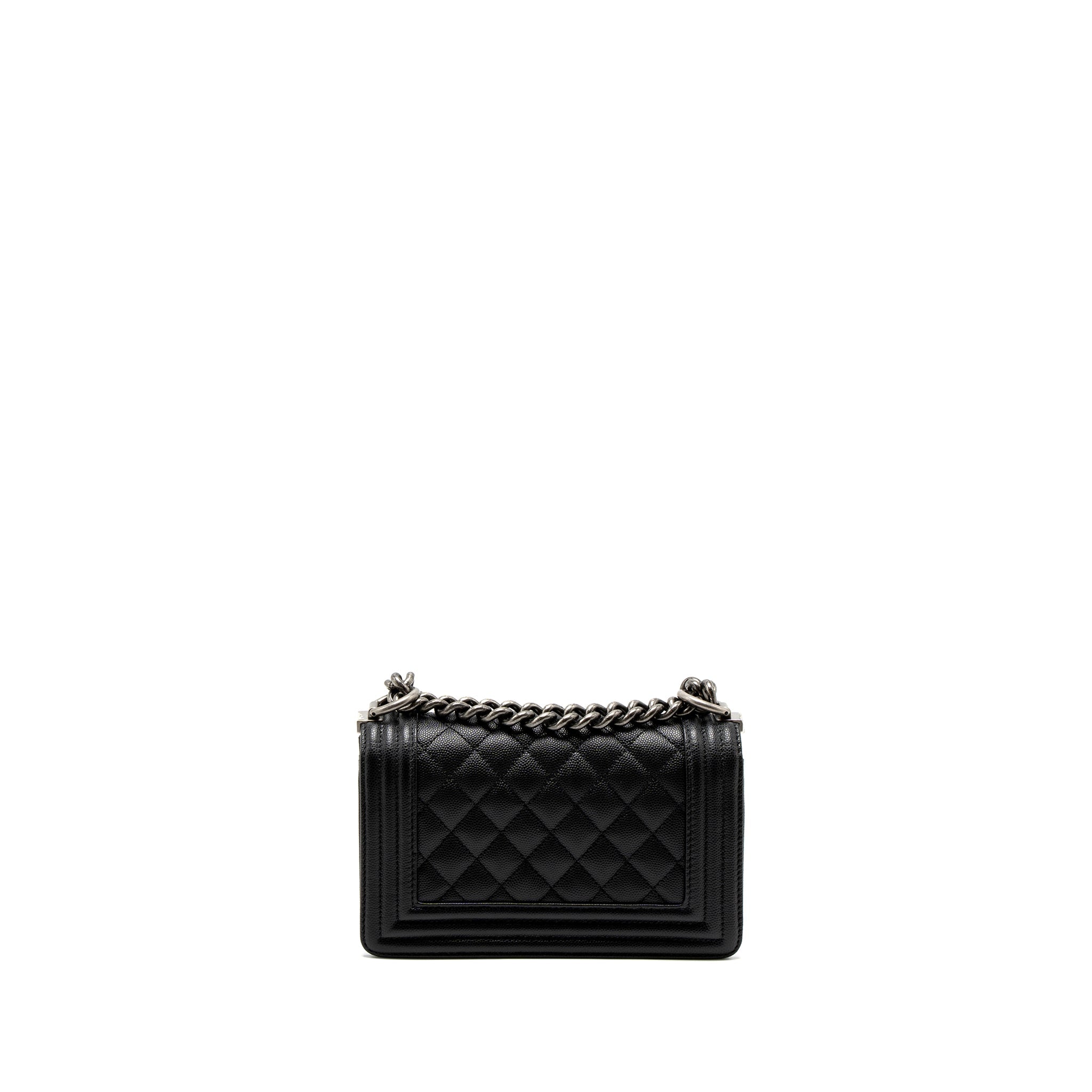 CHANEL SMALL BOY BAG CAVIAR BLACK SHW (MICROCHIP)