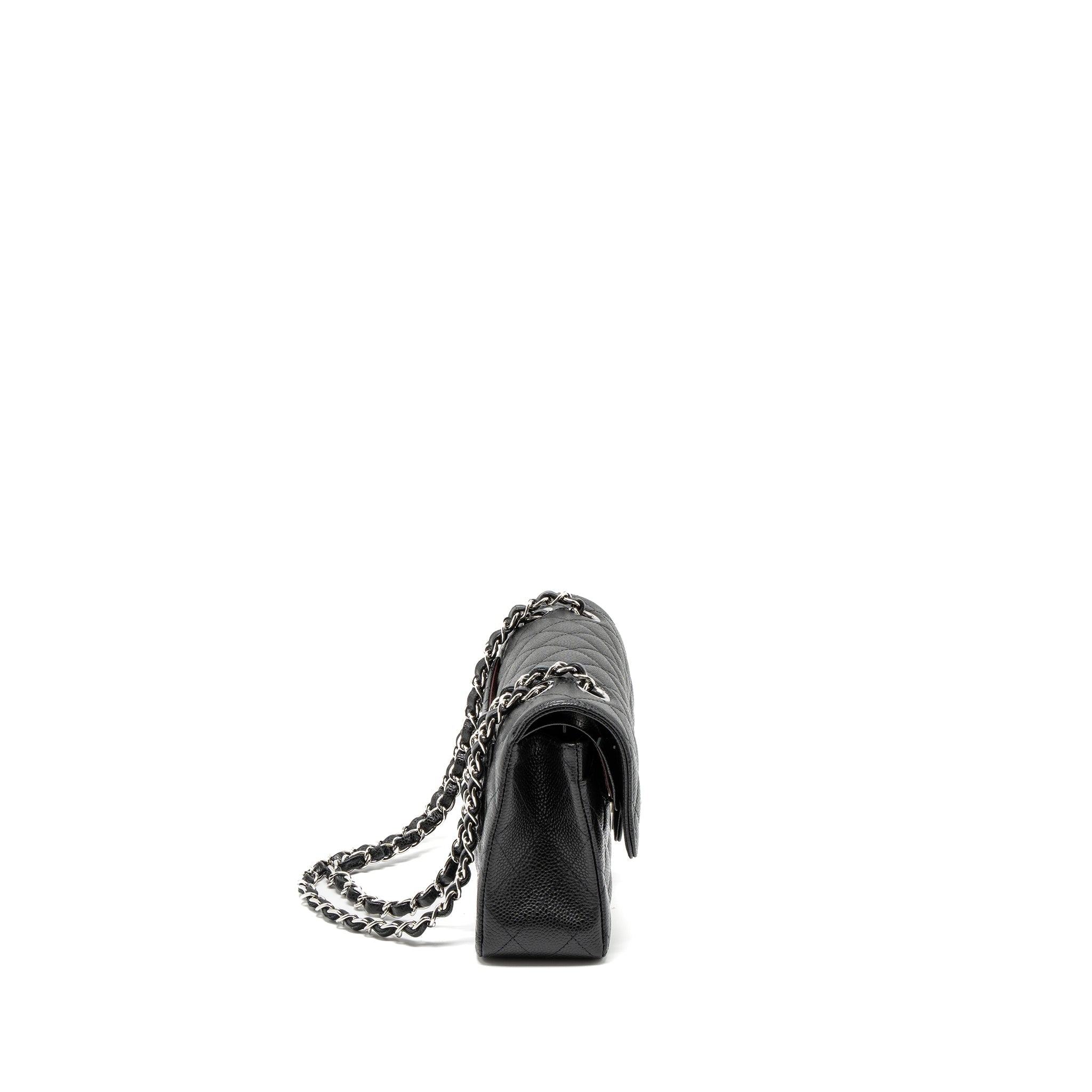 CHANEL SMALL CLASSIC DOUBLE FLAP BAG CAVIAR BLACK SHW (MICROCHIP)