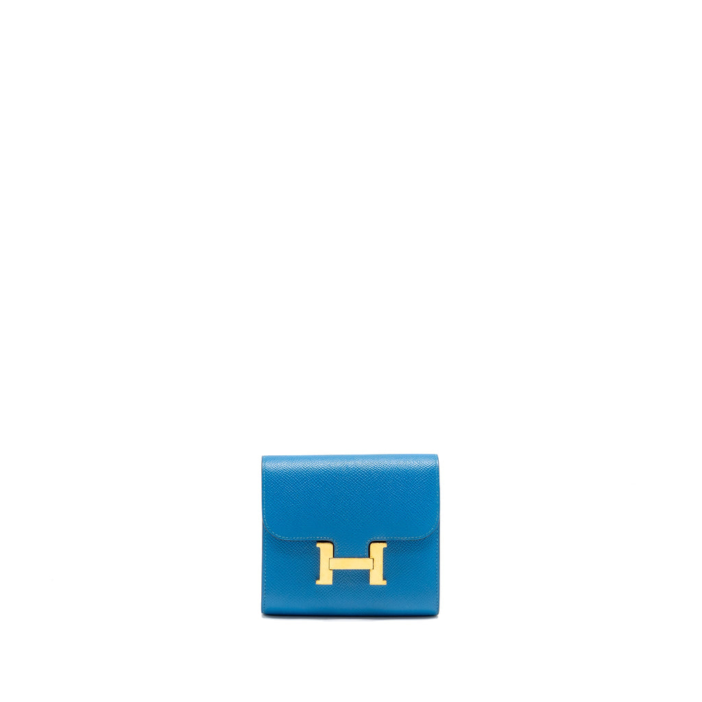 HERMES CONSTANCE COMPACT WALLET EPSOM BLUE GHW