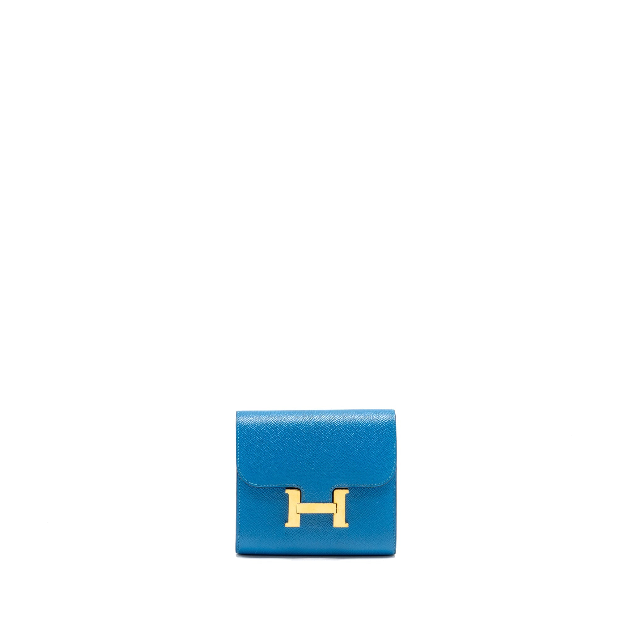 HERMES CONSTANCE COMPACT WALLET EPSOM BLUE GHW