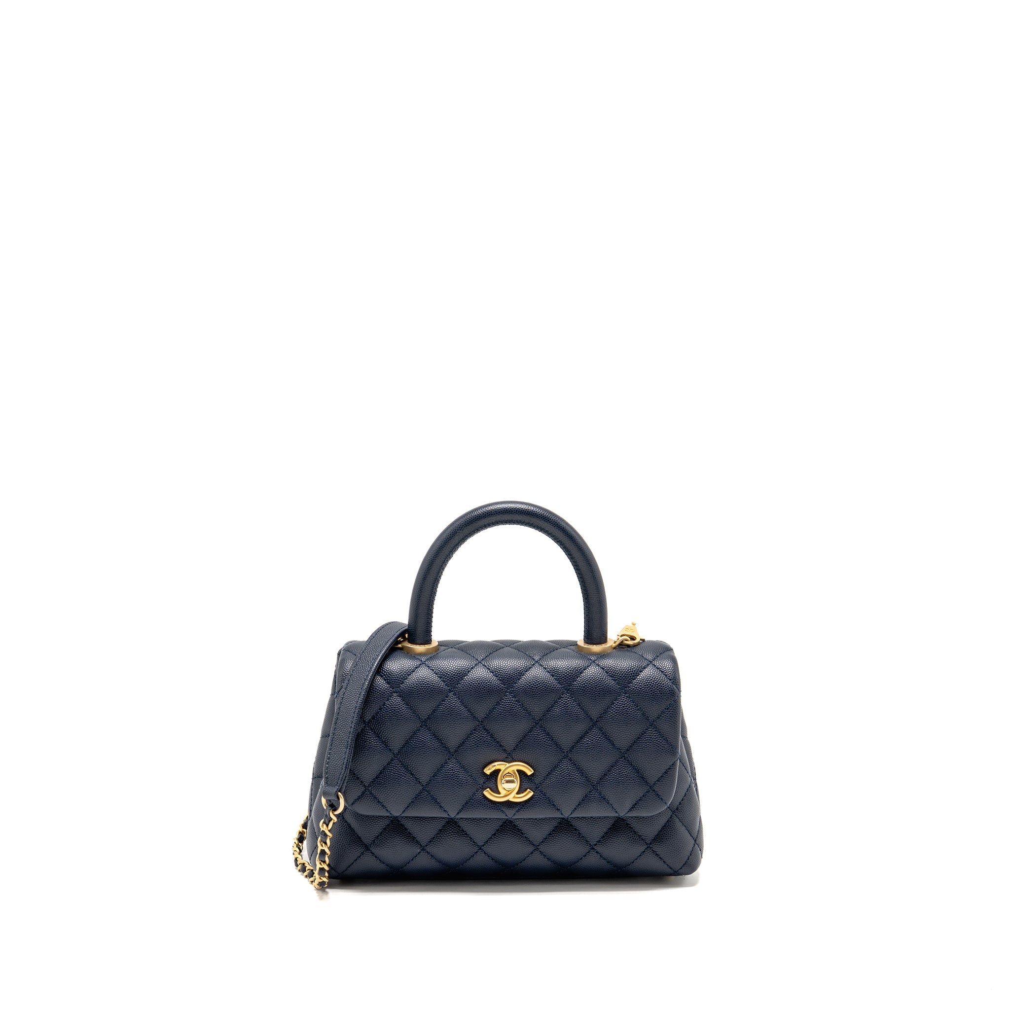 CHANEL SMALL COCO HANDLE CAVIAR NAVY GHW