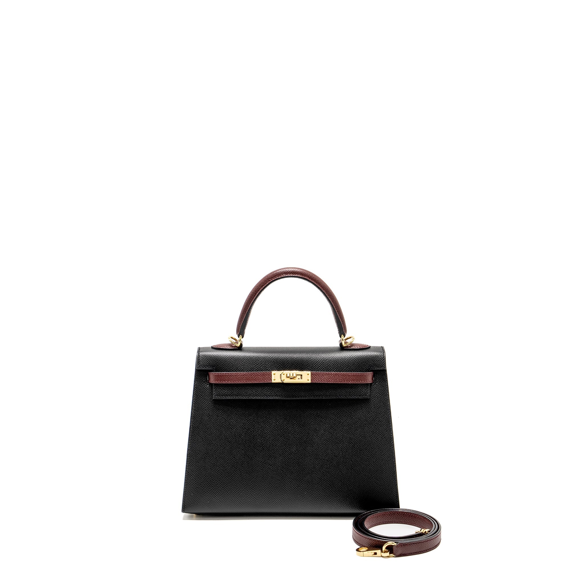 HERMES KELLY 25 SPECIAL ORDER EPSOM BLACK/ROUGH H LGHW
