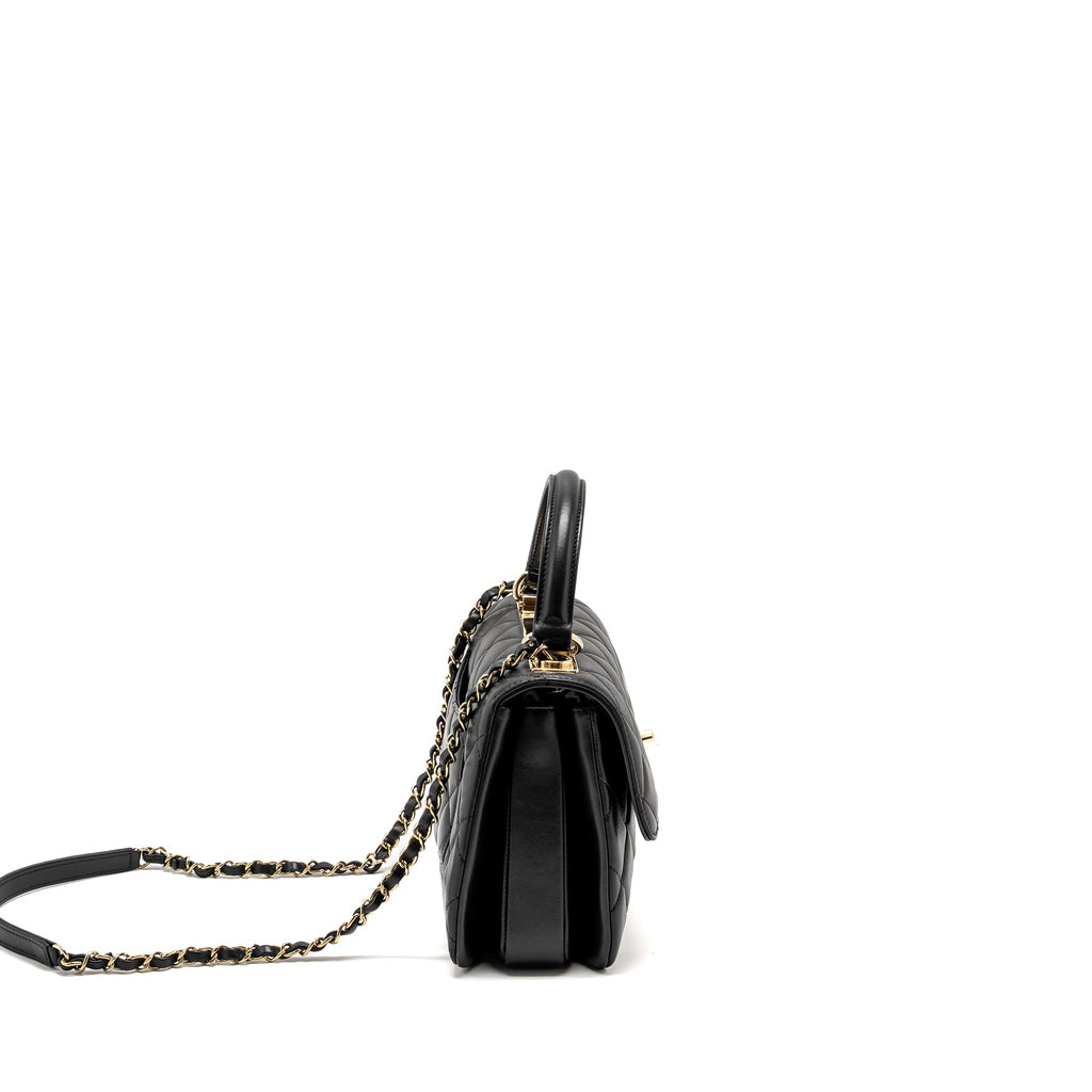 CHANEL TOP HANDLE TRENDY CC FLAP BAG LAMBSKIN BLACK LGHW
