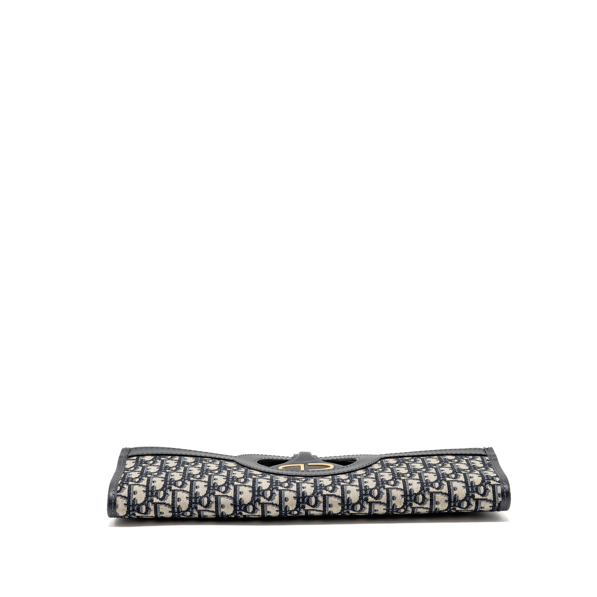 DIOR FOLDER CLUTCH OBLIQUE CANVAS/CALFSKIN BLUE GHW