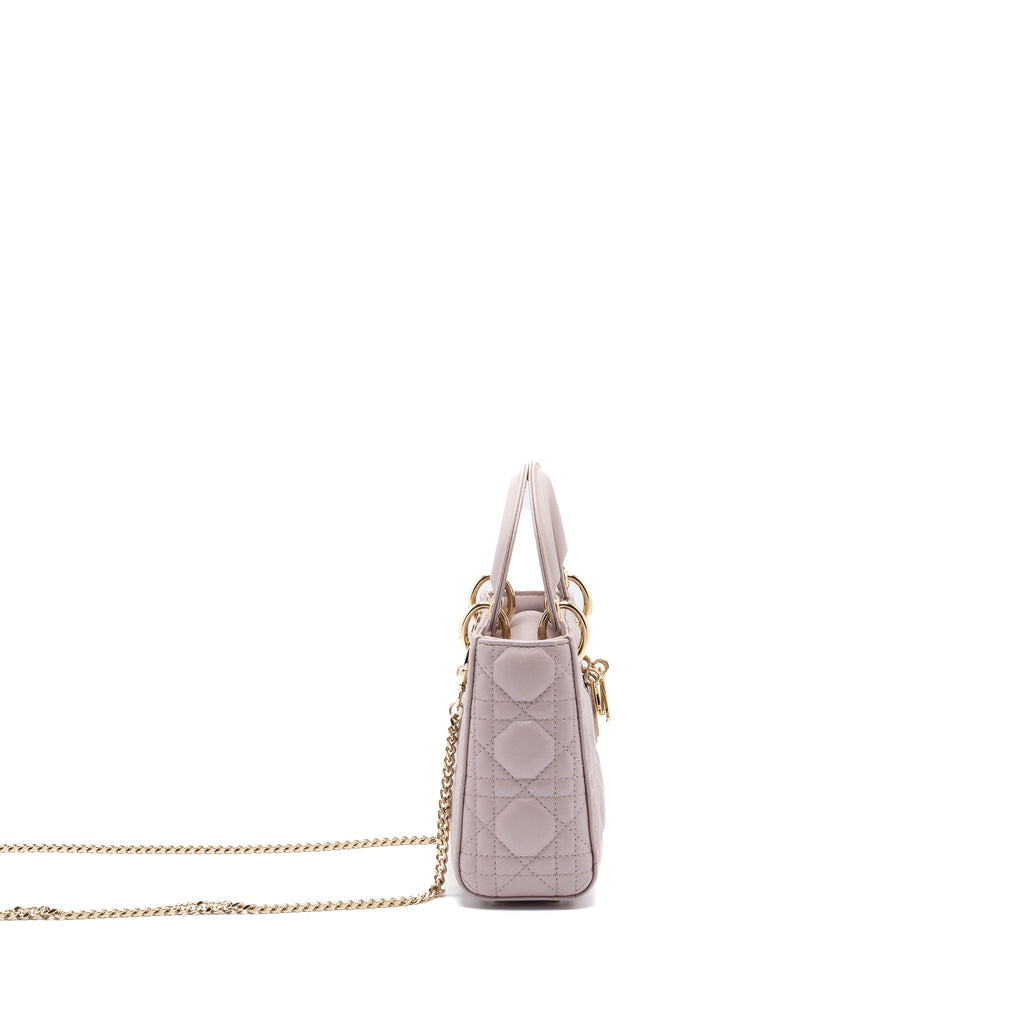 DIOR MINI LADY DIOR LAMBSKIN LIGHT PINK LGHW