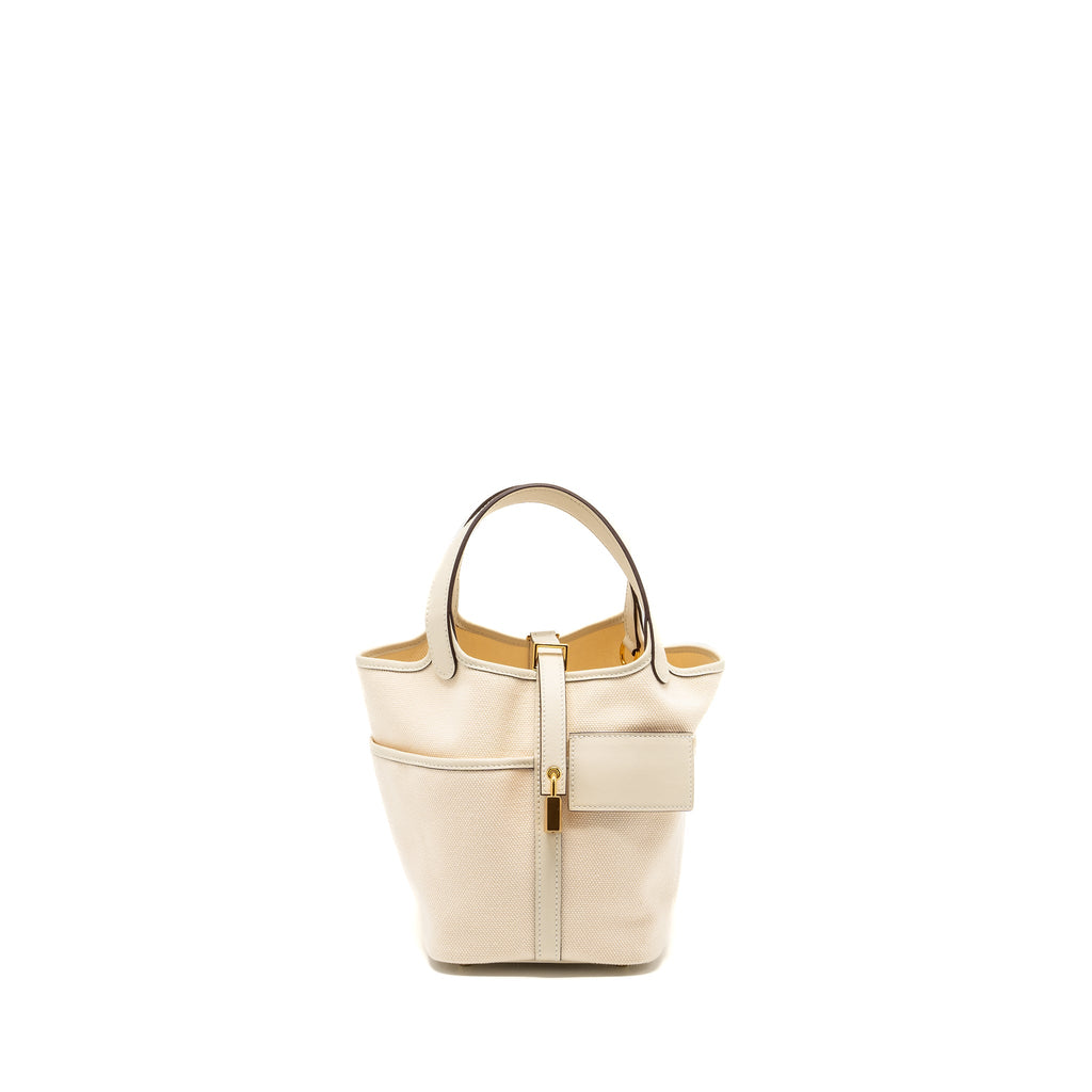 HERMES PICOTIN CARGO 18 LOCK BAG CANVAS/SWIFT ECRU/NATA GHW