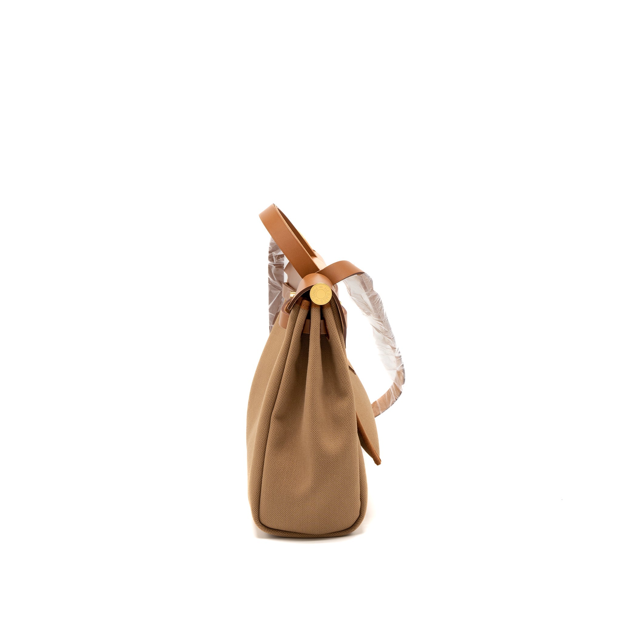 HERMES HERBAG 31 CANVAS/VACHE HUNTER LEATHER CHAI/FAUVE GHW