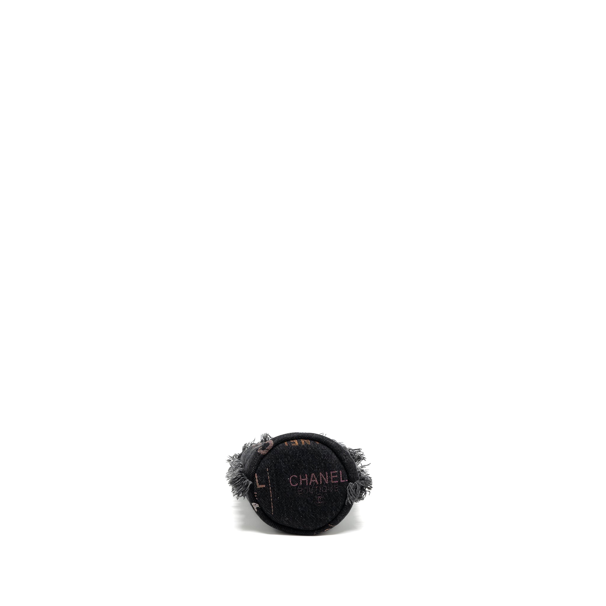 CHANEL SUPER MINI BUCKET BAG BLACK DENIM LGHW