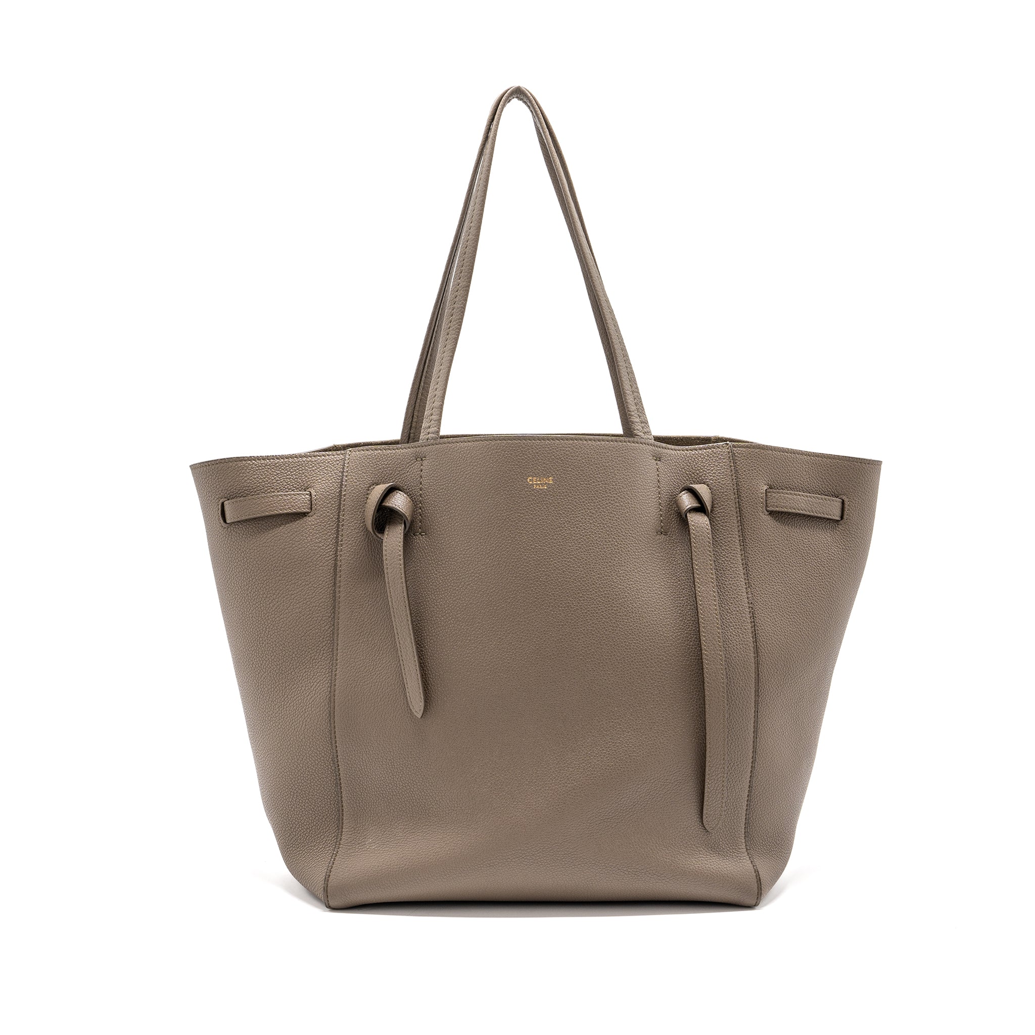 CELINE SMALL CABAS PHANTOM BAG GRAINED CALFSKIN TAUPE GHW