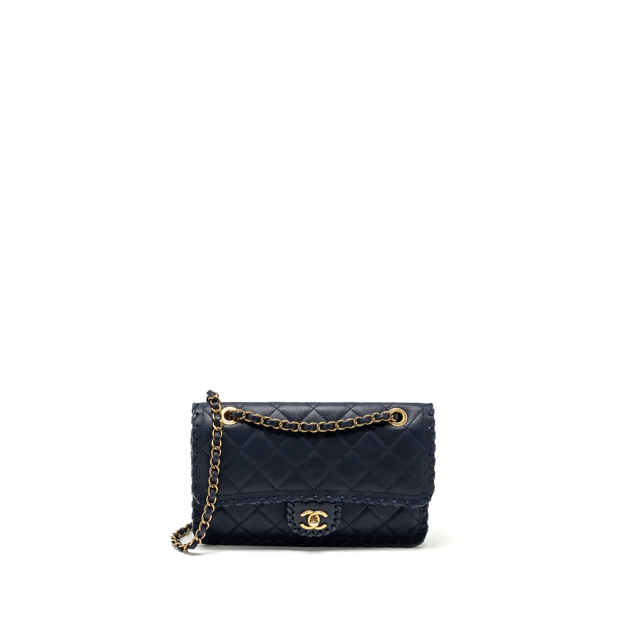 CHANEL SEASONAL FLAP BAG CALFSKIN NAVY GHW