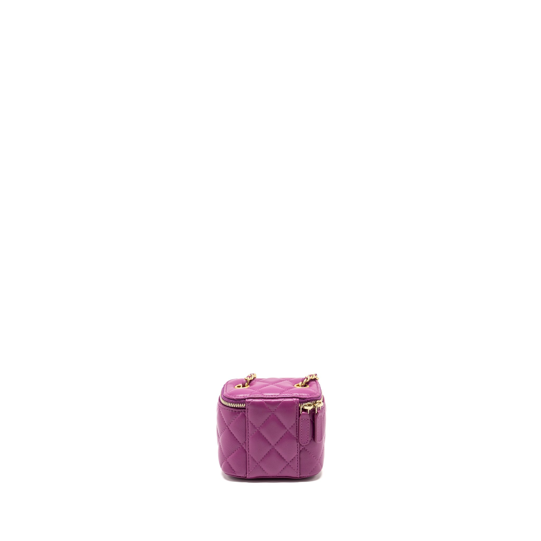 CHANEL PEARL CRUSH MINI VANITY WITH CHAIN LAMBSKIN PURPLE GHW