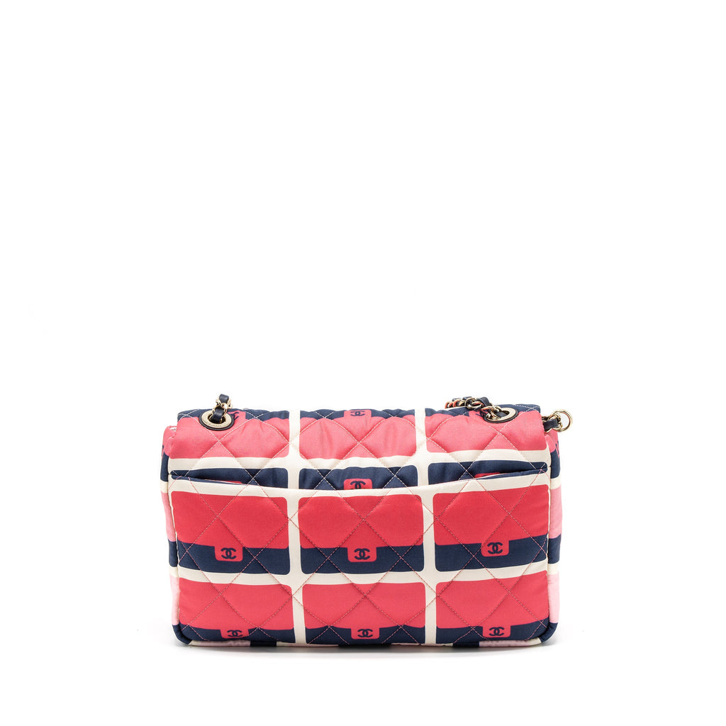 CHANEL CC LOGO PRINTED FLAP BAG FABRIC MULTICOLOUR LGHW (MICROCHIP)