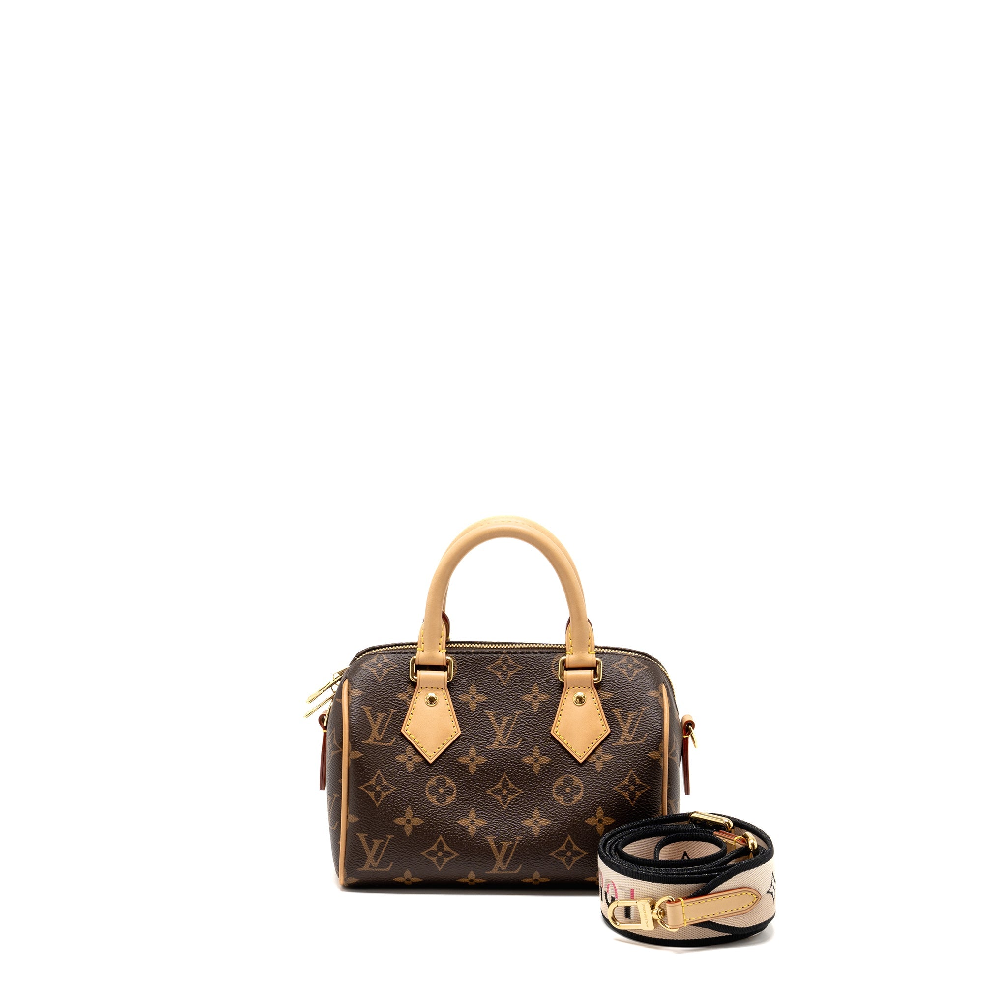 LOUIS VUITTON SPEEDY BANDOULIERE 20 MONOGRAM  CANVAS BLACK STRAP GHW