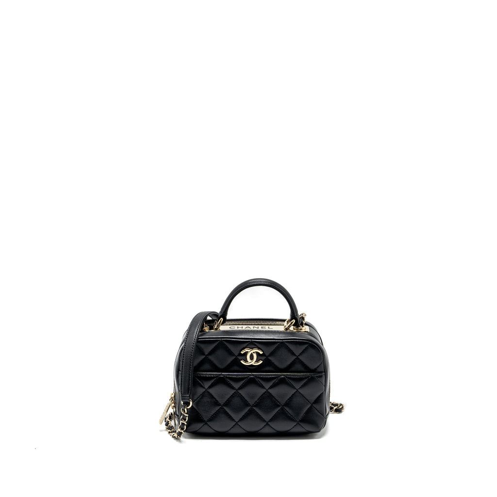 CHANEL TRENDY CC TOP HANDLE VANITY BAG LAMBSKIN BLACK GHW