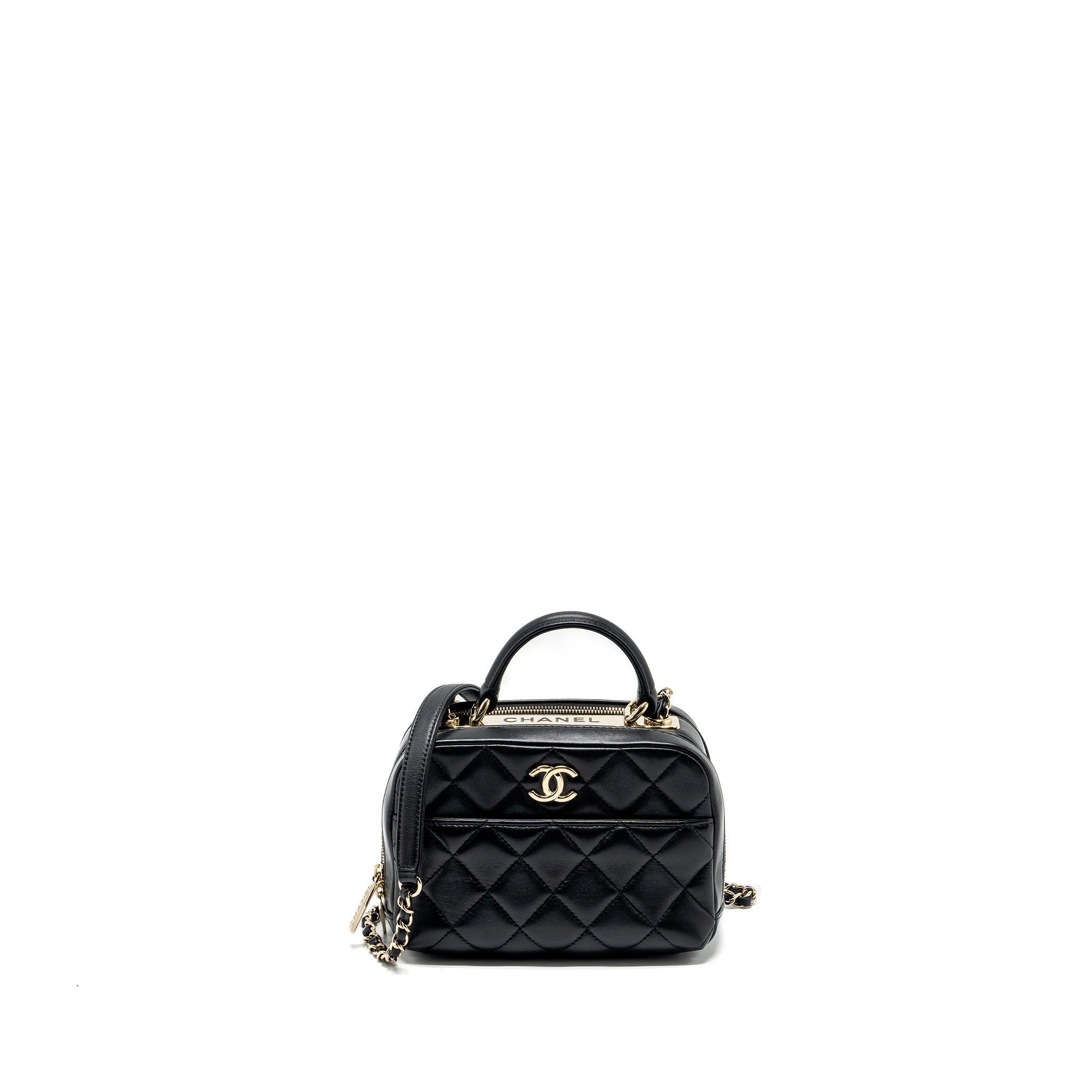 CHANEL TRENDY CC TOP HANDLE VANITY BAG LAMBSKIN BLACK GHW