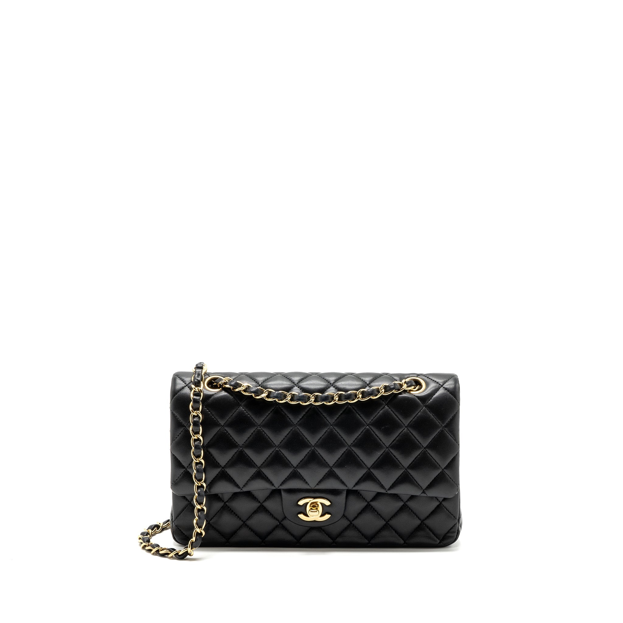 CHANEL MEDIUM CLASSIC FLAP BAG LAMBSKIN BLACK GHW